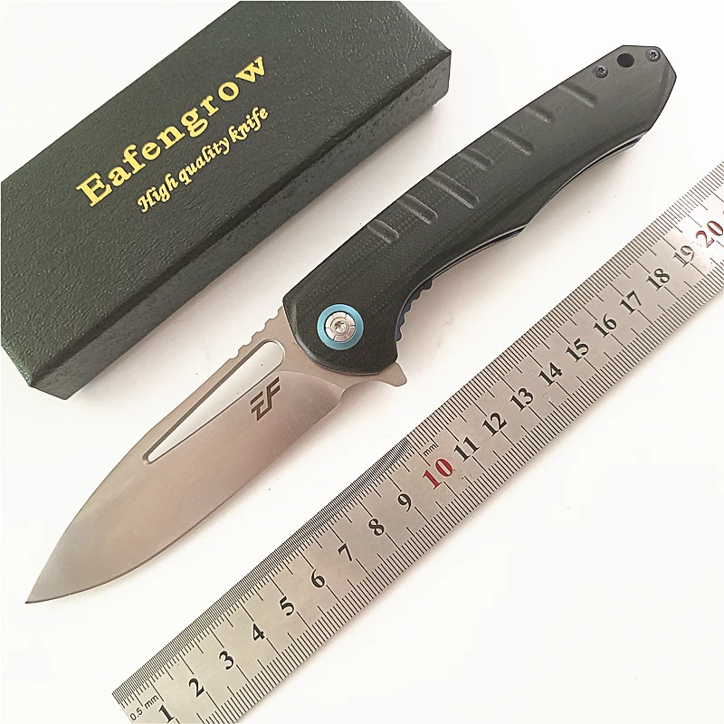 

Eafengrow EF916 D2 Folding knife G10 Handle Ball Bearing Flipper Pocket EDC Outdoor Camping Utility Survival Knives Tool