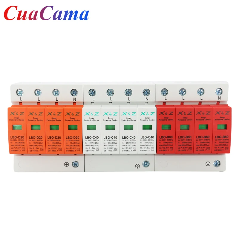 AC SPD Surge Protector Low Voltage  Distribution Household Arrester Lightning Protection Device 4P 30KA~60KA Switch Module 1PCS