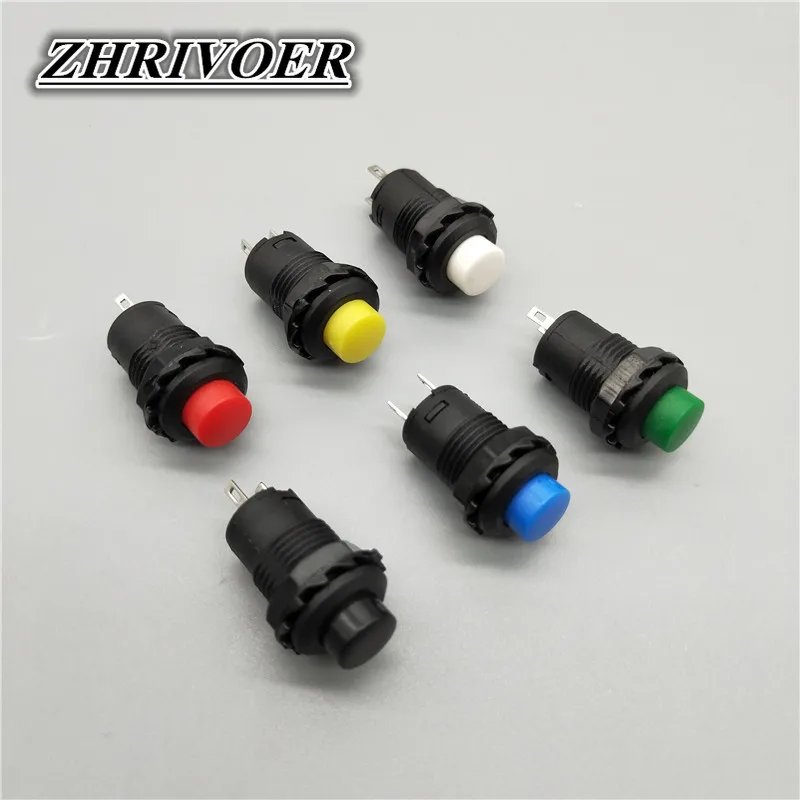 6Pcs 12mm Momentary Push button Switches 3A /125VAC 1.5A/250VAC Self-locking/Self-reset Push Button Switch mini plastic button