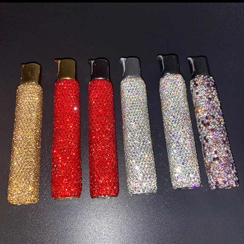 Diamond-Studded Lighter Ladies Compact Portable Inflatable Lighter Creative Ultra-Thin Ultra-Shiny Gift Ladies (Airless)