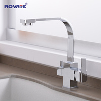ROVATE Filter Kitchen Faucet Deck Mounted, Single Hole Drinking Water  Faucet Hot and cold Pure Water Sinks Mixer Tap Chrome