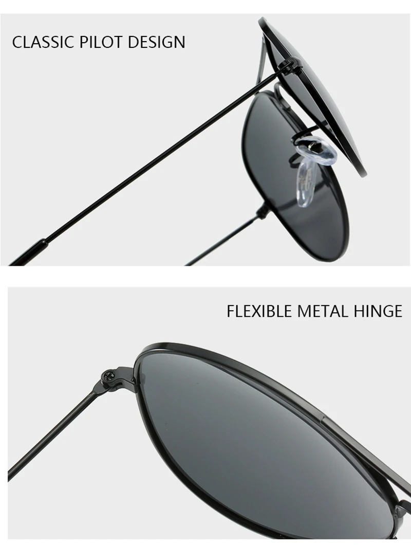 Klassische Pilot Männer Sonnenbrille Polarisierte Vintage Metall Ray Sonnenbrille Frauen Spiegel Farben Fahren Männlich Shades UV400 – Detail 5