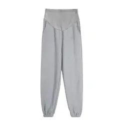 Pantalon de maternité en coton automne, taille haute, réglable, ventre, vêtements pour femmes enceintes, sport décontracté, pantalon de grossesse