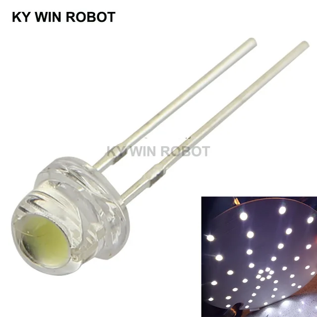 50szt/lot biały 5mm F5 Słomkowy żyrandol LED Kryształowe koraliki do lampy Duży rdzeń Chip 6-7LM Diody elektroluminescencyjne LED Światła DIY
