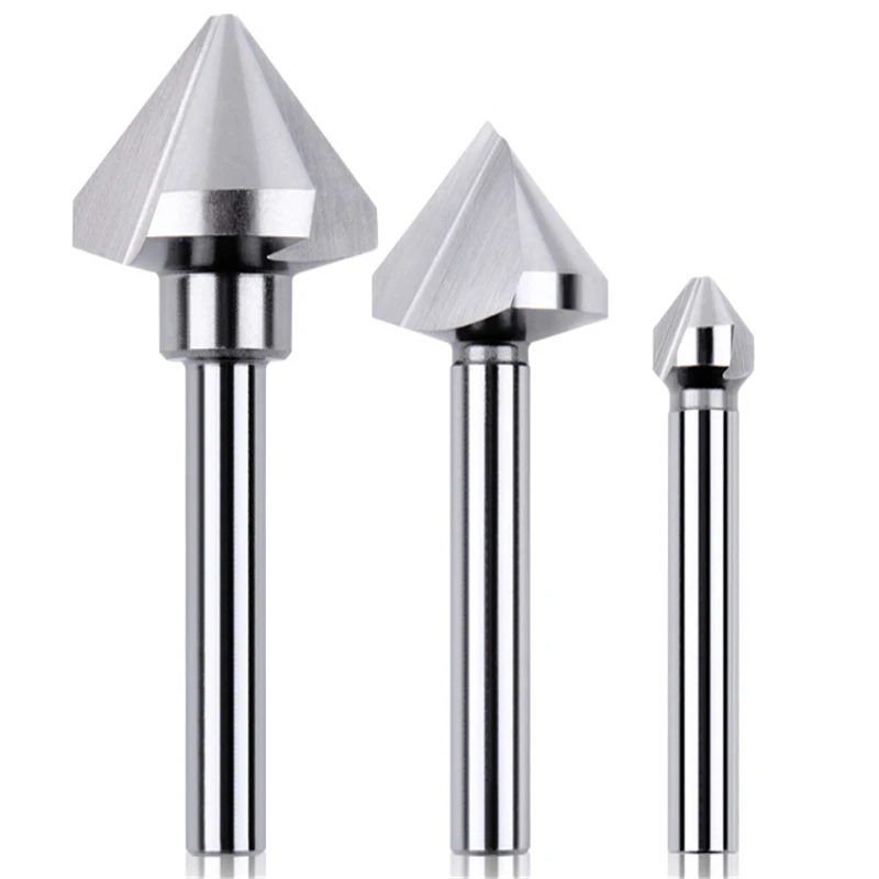 1PCS 6.3mm-50mm 60도 90도 1 플루트/3 플루트 HSS 모따기 엔드 밀 커터 비트 (10.4/16.5/20.5/25/30/35/40/50mm)