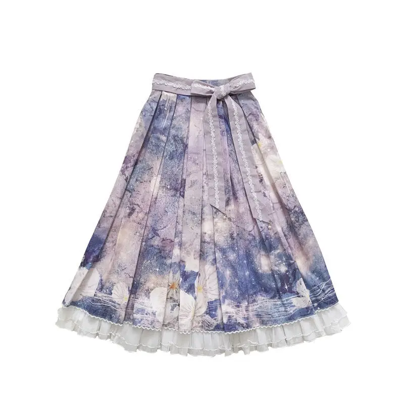 Saia com fio/sem fio dormindo na flor sonho sk terno saia com cinto lolita saia lolita vestido de fadas kei kawaii roupas