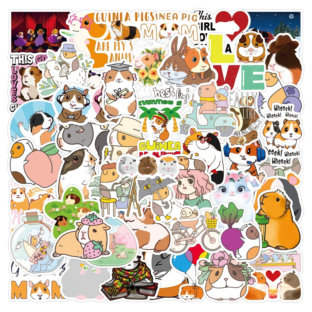 10/30/50PCS Cute Guinea Pig Cartoon Stickers Aesthetic Laptop Phone Water Bottle Waterproof Graffiti Decals Sticker Pack Kid Toy