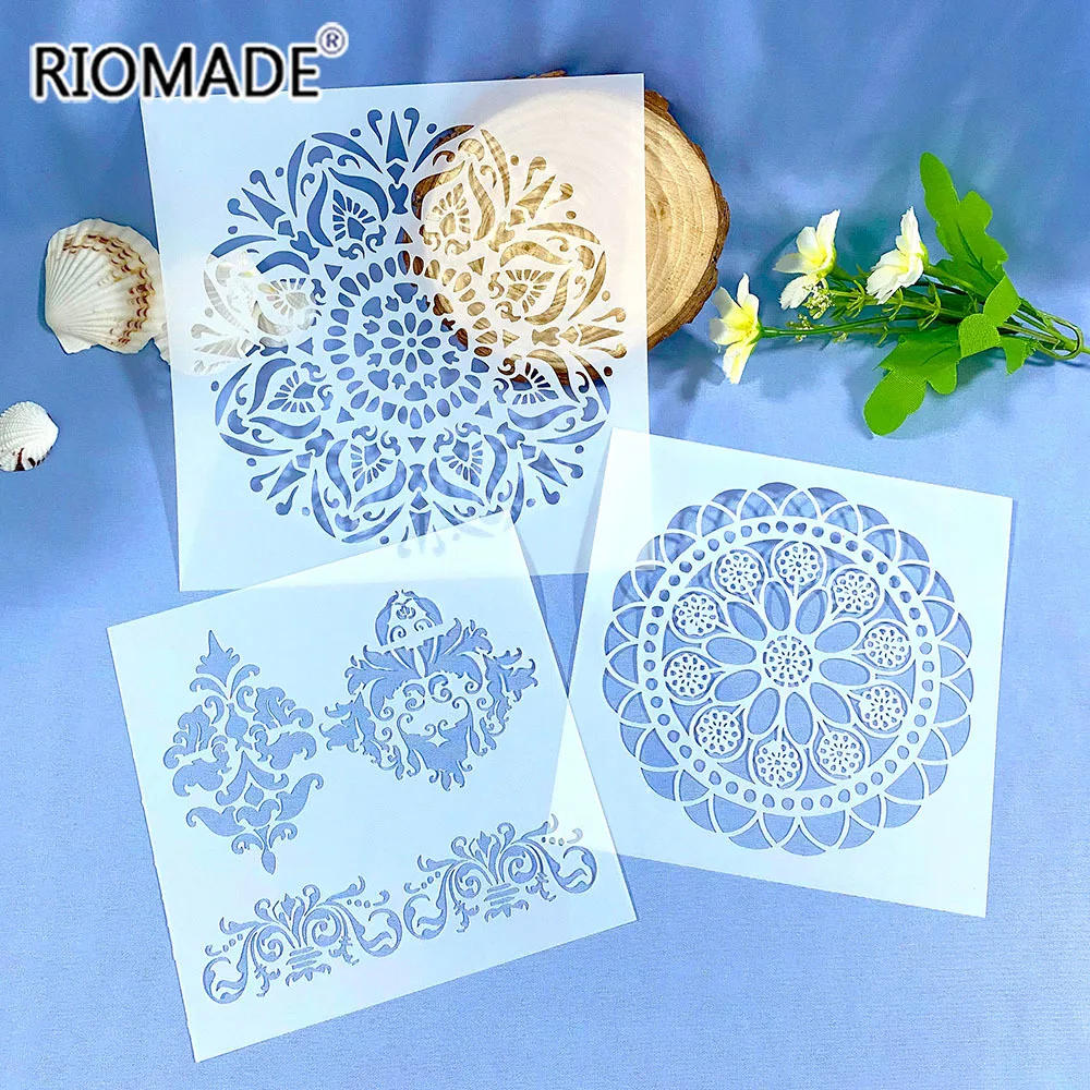 Biscuit Stencil Template Geometric Floral Pattern Cookies Stencil Cake Decorating Tool Fondant DIY Coffee Drawing Mold Hand Copy