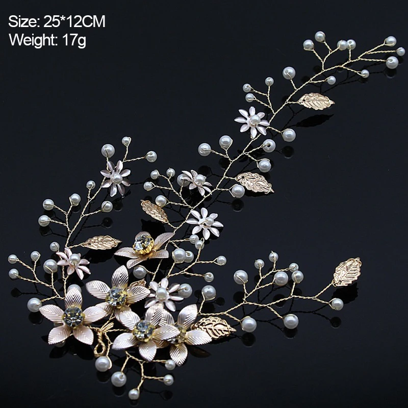 Bridal Headbands Wedding Hair Accessories Tiara Rhinestone Pearl Headband Women Bride Combs Handmade Accesories Hair Jewelry