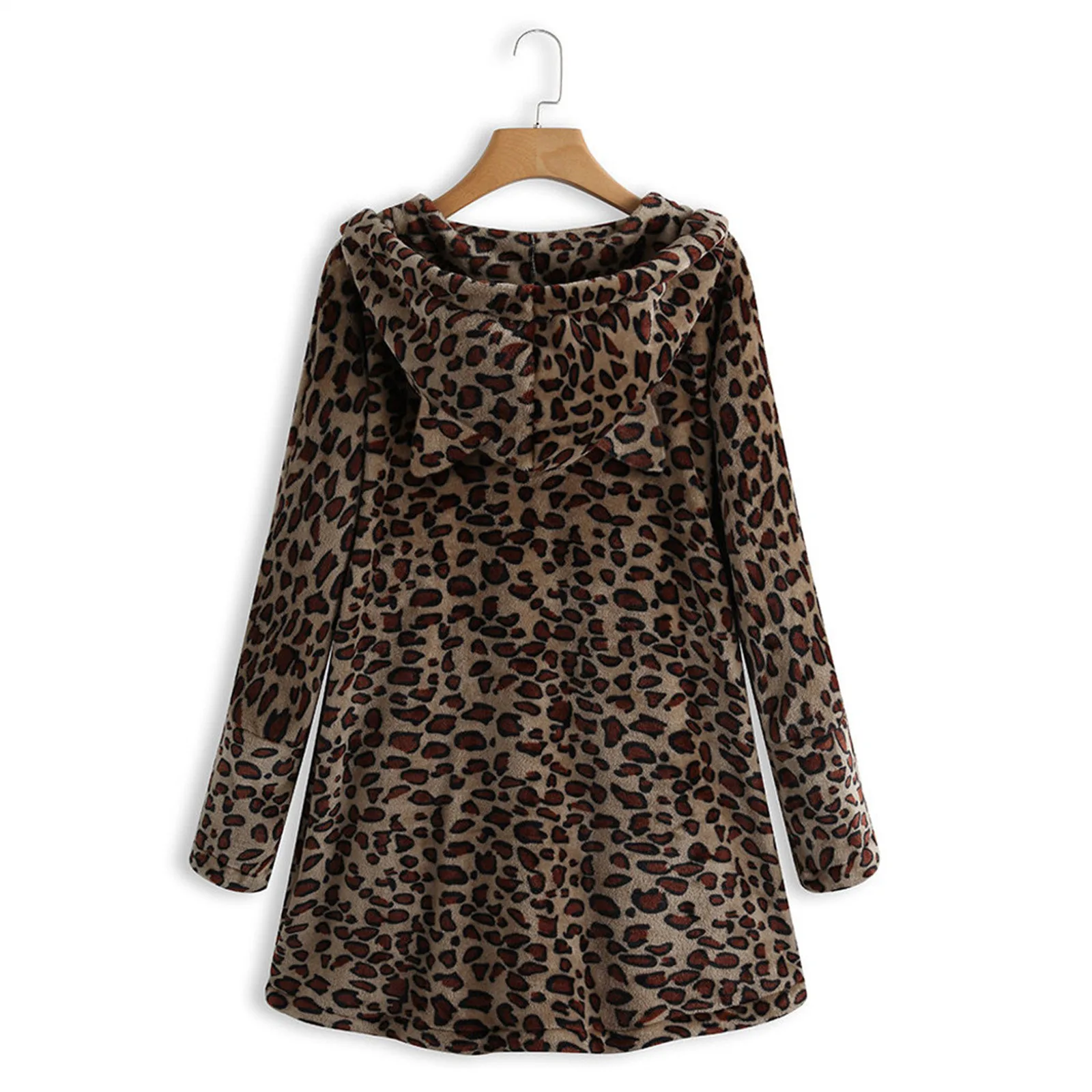 Oversize Autumn Winter Leopard Coat Cardigan Women Faux Fur Coat Women Warm Ladies Hooded Fur Jacket Female Plush Coat Outwear