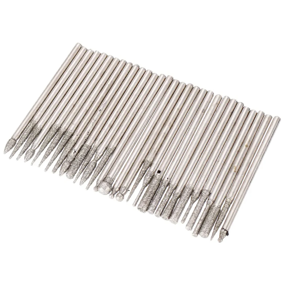 30 Pcs 3mm gambo rettifica punte da trapano testa di taglio Set diamante Dremel intaglio rotante strumento di lucidatura sfera conica testa di macinazione