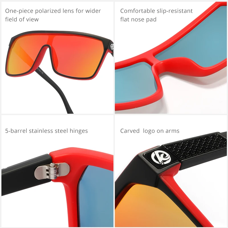 Hot Selling Oversized Sports Sunglasses One Piece Polarized Driving Shades KDEAM Men Women Fashion Sun Glasses With Box