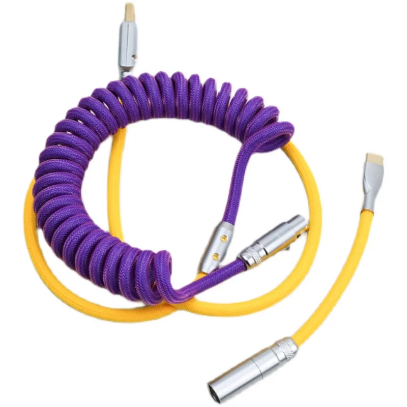 FBB Cables Dahlyou A87 Purple Gold Color Matching Manual Customized Data Cable Mechanical Keyboard Cable Lakers Kobe Type C