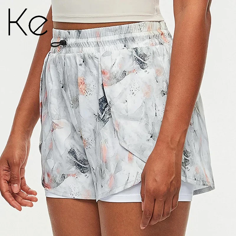 

KE715 Bag hair help sports shorts women summer loose fitness shorts anti-failure two-piece running yoga shorts