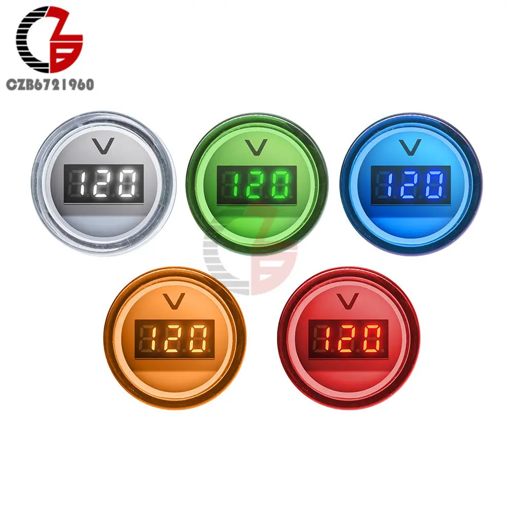 Digital 22mm AC 12-500V Volt 0-100A 20-75HZ Voltmeter Ammeter Amp Current Hertz HZ Voltage Meter LED Indicator Lamp Pilot Light