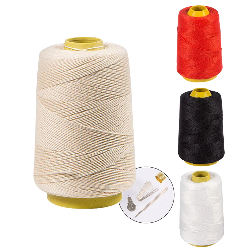 Quilt Sewing Threads Bold Overlock Natural Cotton Cord DIY Needlework Wire Embroidery Thread with Needle for Sewing Machines