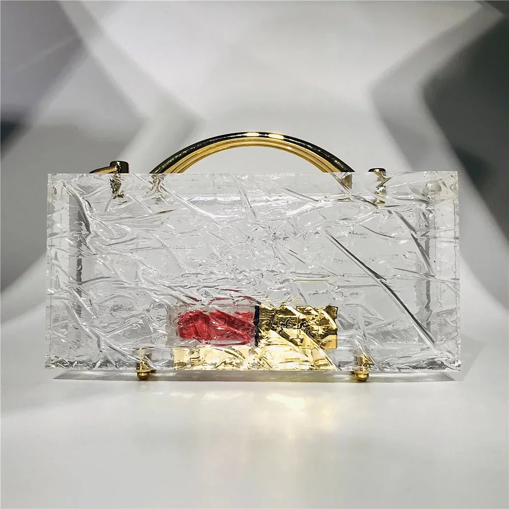 Transparent totes bag Clear acrylic PVC plastic box bag women vintage retro evening party handbag summer bag