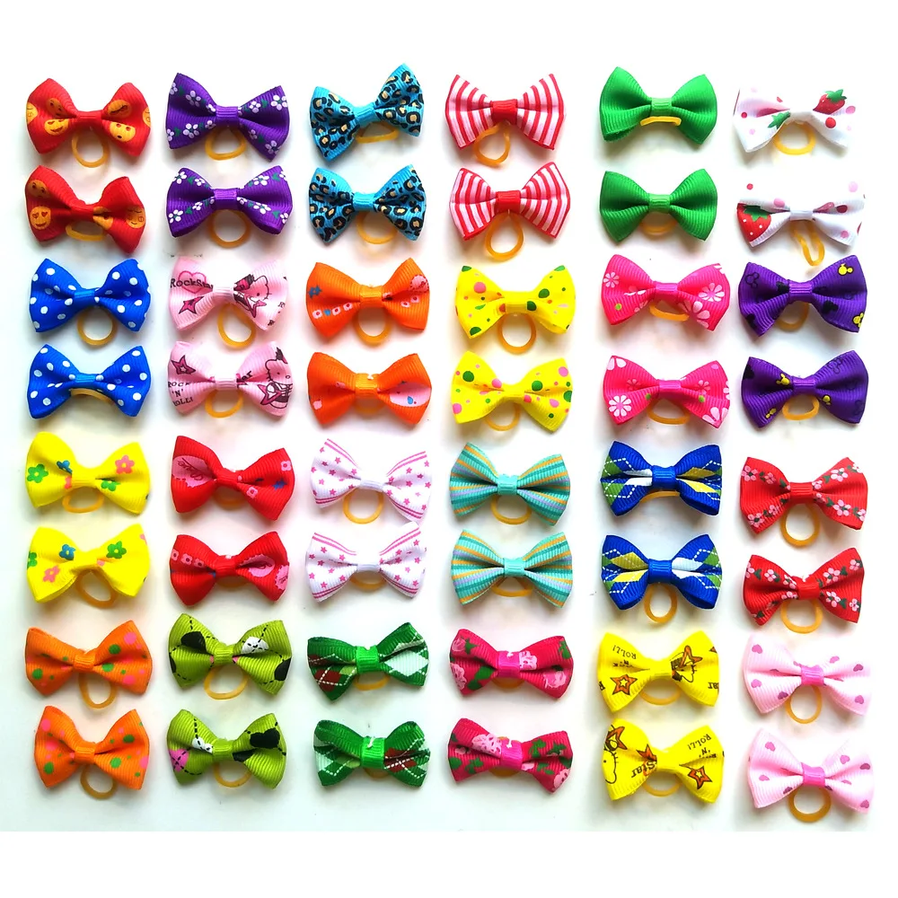 5/10/20pcs Beautiful Adorable Elastic Hair Tie Band For Dog Puppy Dog Head Flower Bow Rubber Band Ornament Pet  dogs accessoires