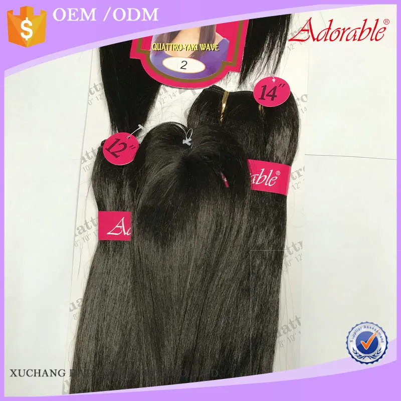 Adorable Synthetic Hair Quattro YAKI WAVE 4PCS+1 Set /8-14inch  Extension Weave Bundles With Closure  African American Afro