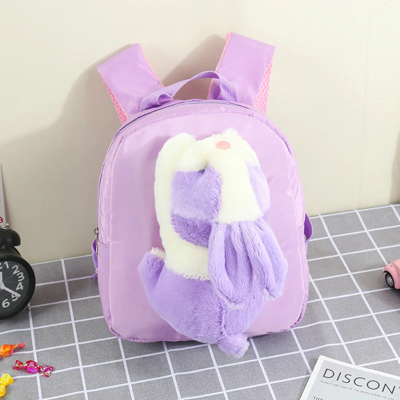 Cartoon Rabbit children\'s kindergarten backpacks Cute school backpack for girls New school bags for boys Plush doll kids bag