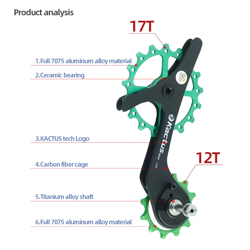 Bicycle Rear Derailleur Ceramic Bike Jockey 17TH Oversized Guide Pulley Wheel for 11S 12Speed Shimano R9100 R9150 8000 8050 8150