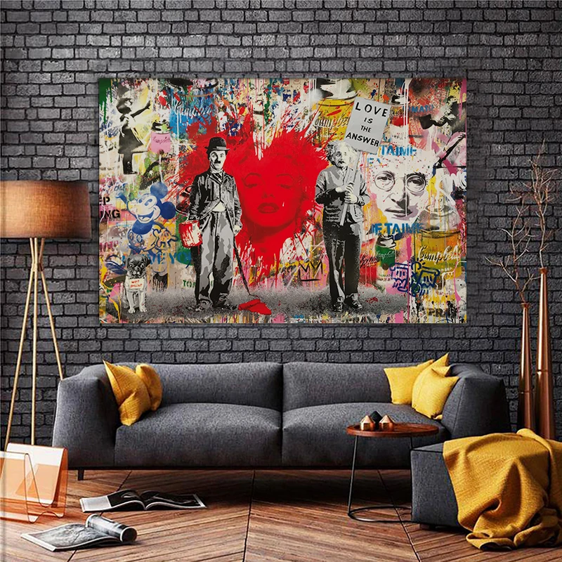 Banksy Graffiti Street Art Collection Follow Your Dream Smile Abstract Canvas Painting Poster Prints Wall Picture Home Decor
