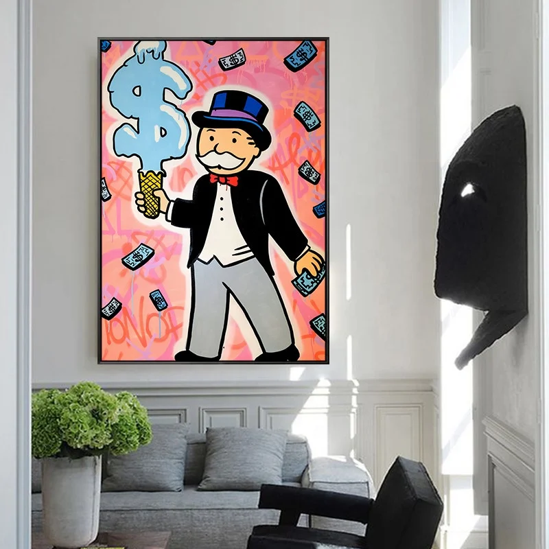 

Alec Monopoly Pop Art Graffiti Art Canvas Painting Cuadros Posters and Prints Wall Art for Living Room Home Decor Frame