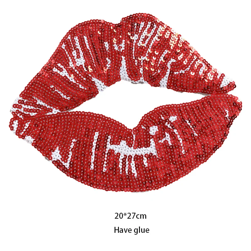 Cartoon Sequins Large Lip Mouth Badge Sequins patch Cloth Patch Sticker Clothing Accessories Iron on Patches for Clothing