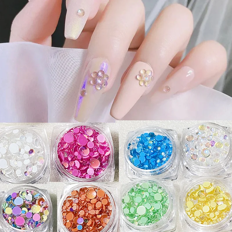 

YANRUO Crystal Candy Colors Beads Mermaid Rhinestones Aurora Translucent Pearl Nail Art Decorations Symphony 3D Glitter Diamond