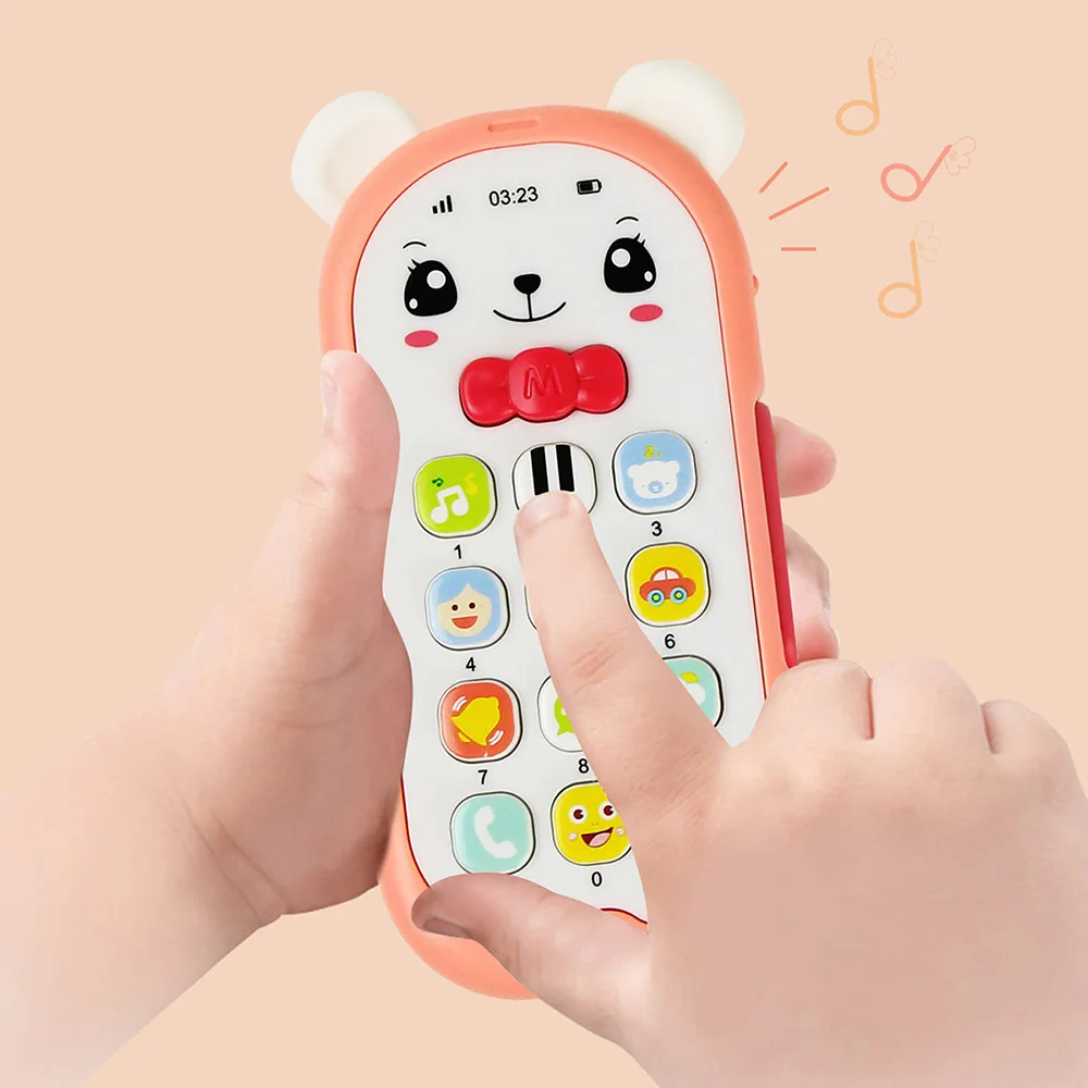 Baby Musical Mobile Phone Cartoon Teether Phone with Sound & Light Telephone Electronic Toy Eucational Learning Toys Baby Gifts