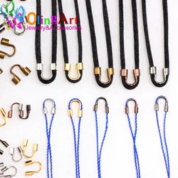 Olingart 100pcs 6.5/4.5mm Brass Wire Protectors Wire Guard Guardian Protectors loops U Shape Clasps Connector For Jewelry Making