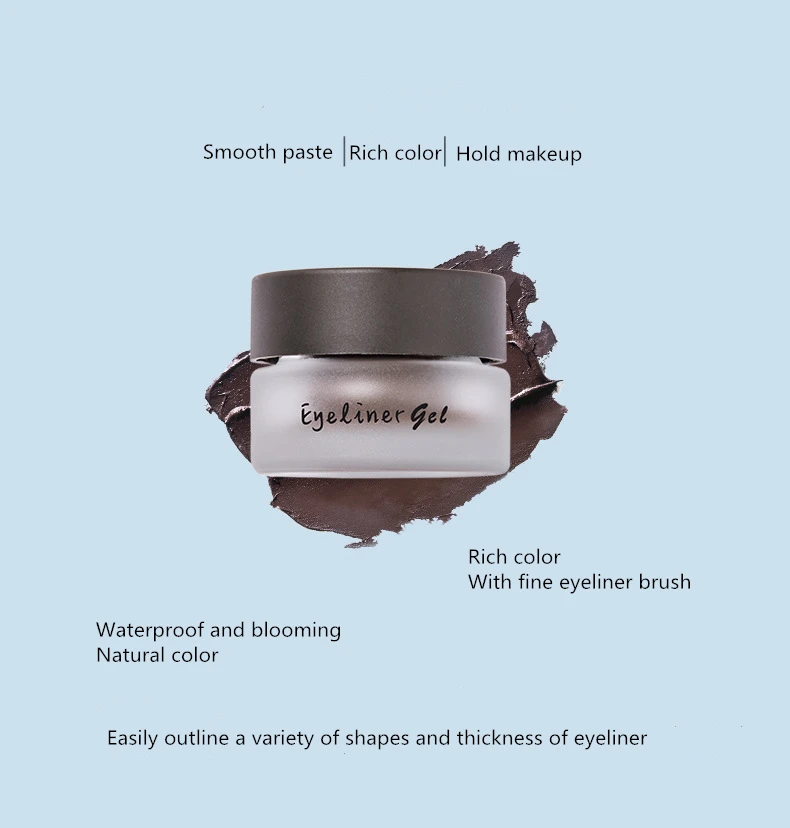 Judydoll Brand Black Brown Eyeliner Gel Waterproof 24 Hours Long Lasting Eye Makeup Smooth Eye Liner With Eyeliner Brush view 5