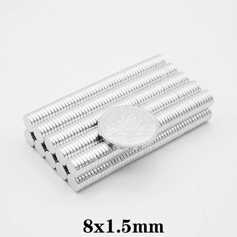 20~800PCS 8x1.5 mm  circular Small Magnet strong 8mmx1.5mm N35 Neodymium Magnet disc Dia 8x1.5mm Permanent NdFeB Magnet 8*1.5