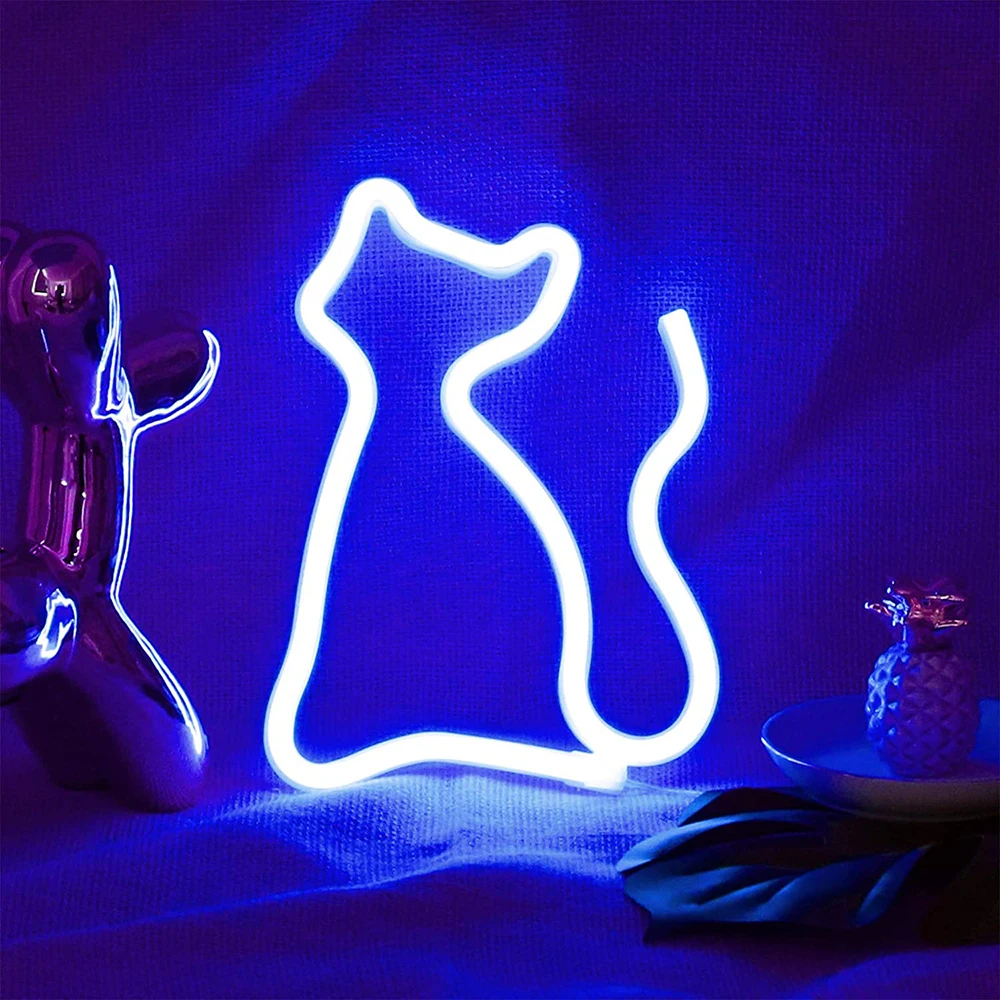 Cat Kitty Neon Sign Lights Wall Decoration Usb/Battery Bar Ktv Snack Shop Commercial Lighting Led Neon Night Light Room Decor