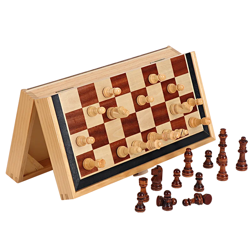 

Magnetic Wooden Chess Set 4 Queens Chess Game 35*35cm Foldable Wooden Chessboard King 65mm Family Board Game Gift Toy for Kids