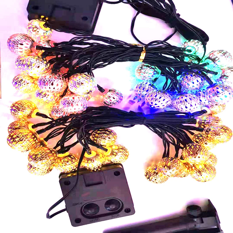 Solar lighting 5M/7M/10M Moroccan Ball Led String Fairy Lights Outdoor Solar Garland Garden Home Christmas Decoration Lantern Bu