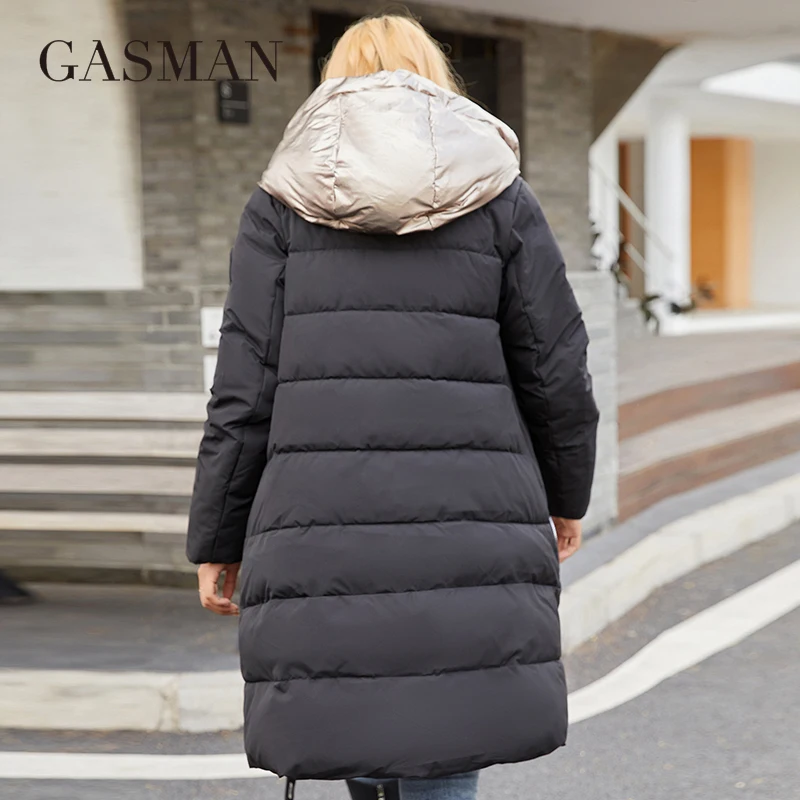 GASMAN 2022 Women\'s winter jacket Mid-length contrast color designer warm parka Fashion high quality windproof coat women 21113