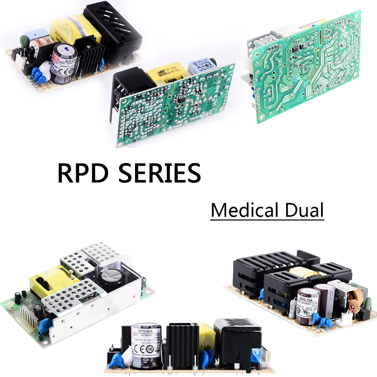 (MEANWELL )RPD-60A/60B/65C/65D/75A/75B Dual output switching Power supply Medical PCB for Oral irrigator acdc 5V12V24V