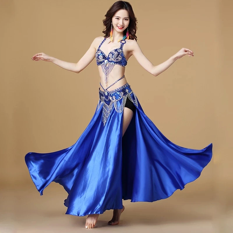 New Belly Dance Costume Indian Dance 3pcs Set Bra Belt Skirt Sexy Dancing Women Indian Dance Clothes Bellydance Wear 8 Colors