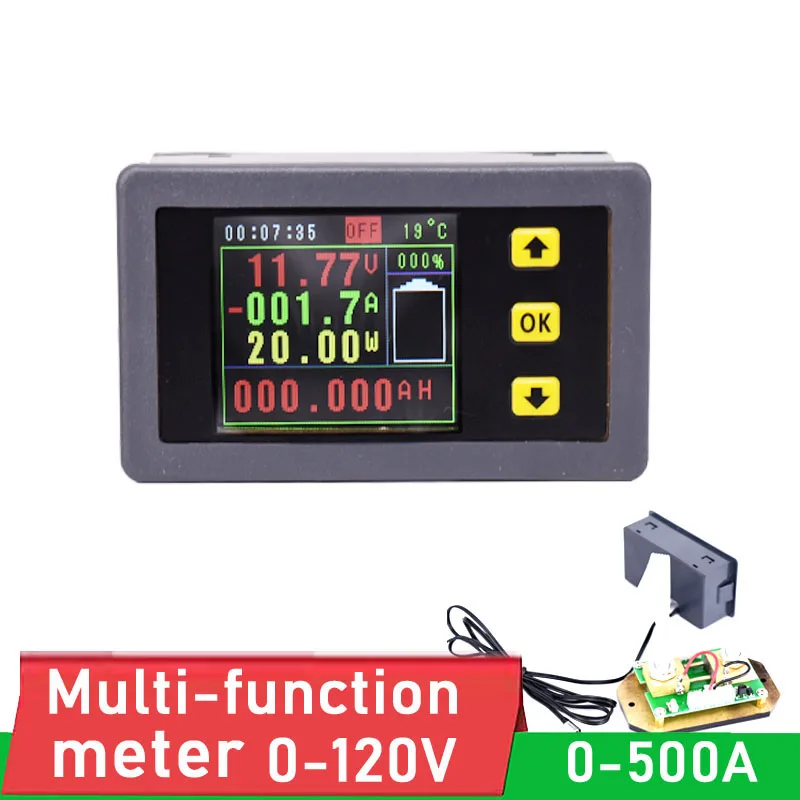 Batteria Monitor DC 120V 100A 200A 500A voltmetro digitale amperometro capacità di alimentazione, energia, temperatura carica corrente di scarica