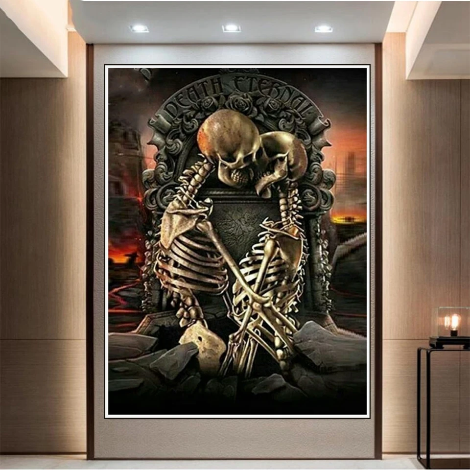 

Horror Skull Lover Diamond Art Painting Full Drill Square/Round Cross Stitch Kits Rhinestone Mosaic Embroidery 5D DIY Home Decor