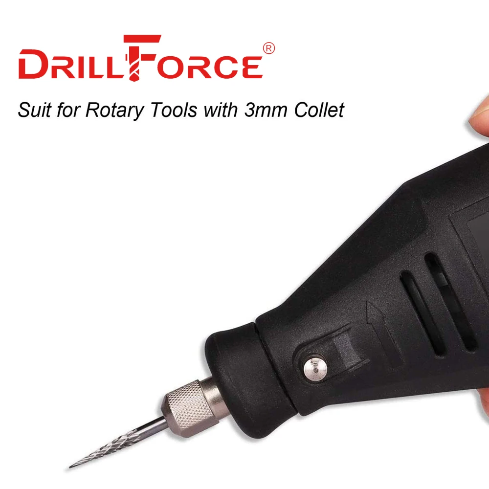Drillforce 3x3 مللي متر كربيد التنغستن قاطعة المطحنة أداة دوارة لدغ نك النقش جلخ سَحْبِ الفِلِزَّاتِ أدوات تلميع الطحن