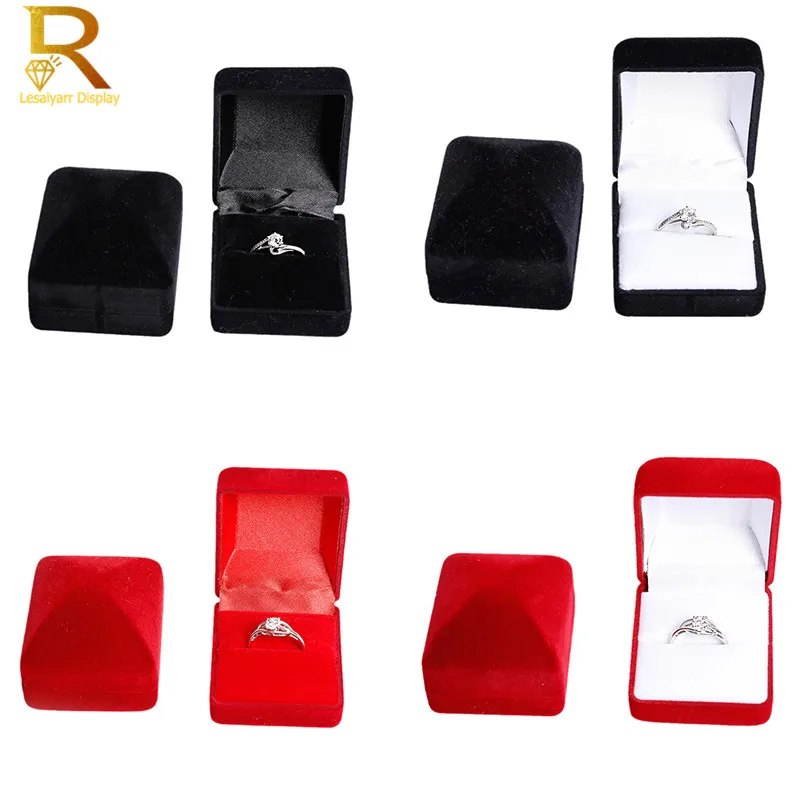 Großhandel Samt Schmuck Ohrring Ring Display Lagerung Organizer Hochzeit Ring Fall Halter 9 Farbe Geschenk boxen Schmuck Organizer