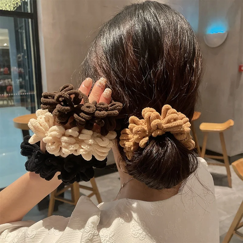 Retro Towel Hair Ring Thick And Wide Does Not Hurt The Hair Scalp Tie Hair Rubber Band Female Ins Forest Hair Accessories Female