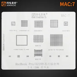 Amaoe MAC:7 For MacBook Pro A2159/A1989/A1990 BGA Stencil 339S00616/338S00466-A0 BGA 110/178 T2 CPU RAM Chip Solder Reball