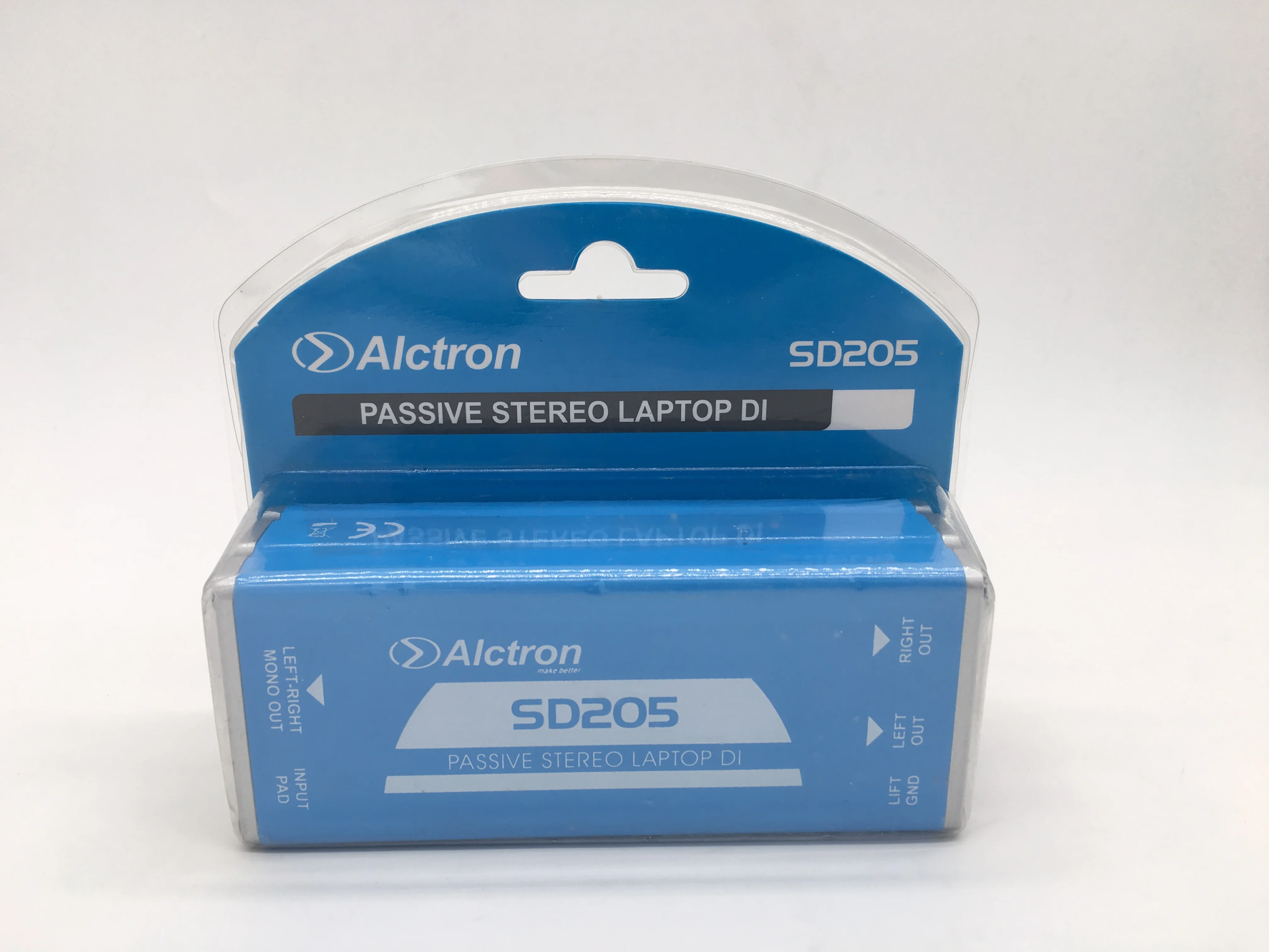 Alctron SD205 passive stereo DI box convert unbalanced to balance audio signal processor with a 3.5mm connector cable