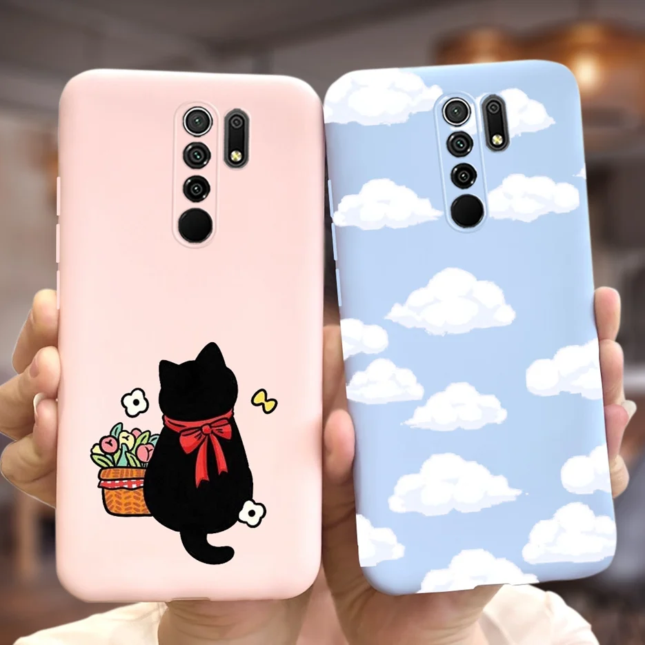 For Xiaomi Redmi 9 Case Soft Silicone Stylish Flower Phone Back Cover For Xiaomi Poco M2 PocoM2 Cases Redmi 9 Redmi9 Prime Coque