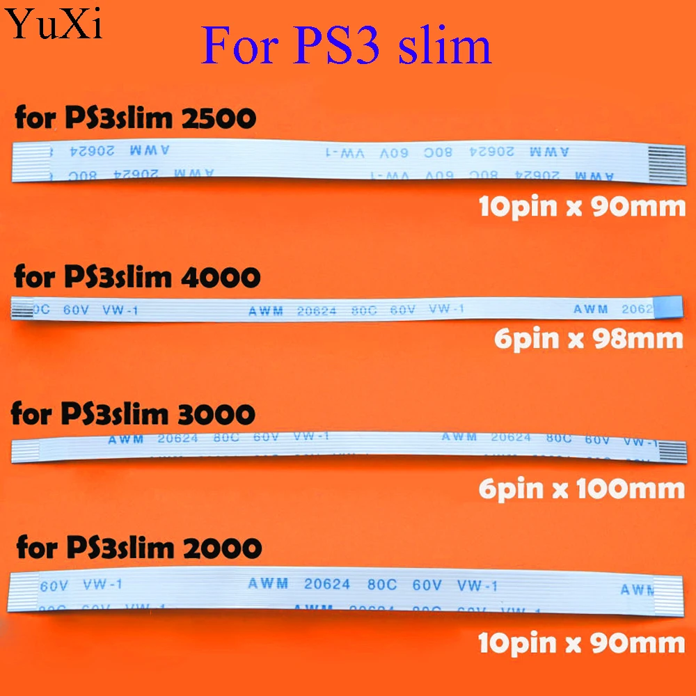 YuXi 6pin 10pin power on off switch flex ribbon cable For sony PS3 Slim 2000 2500 3000 3k 4000 Flexible Flat Ribbon Cable