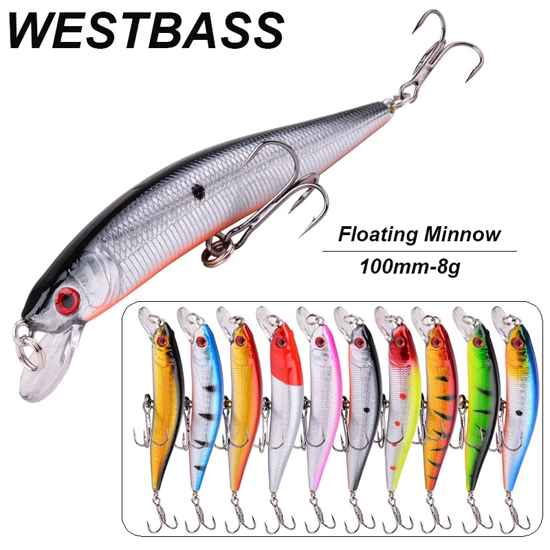 Westbass 1px schwimmender Minnw Köder 100 mm-8g lauter Angel köder Long Casting Hard Wobbler Top water Swimbait Bass Isca Pesca Tackle