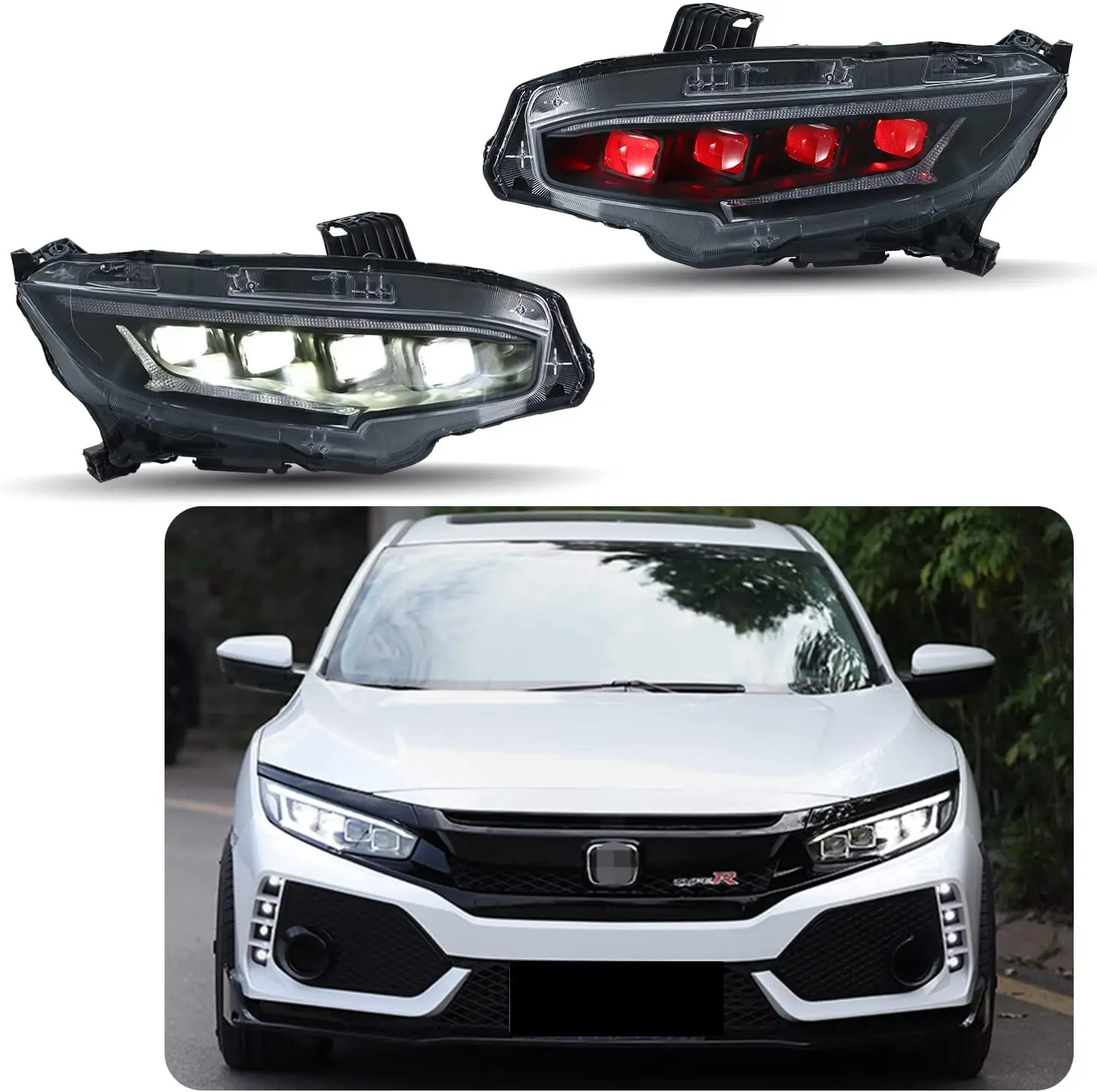 

LED Headlights for Honda Civic 10Th Sedan Type R Hatchback 2016-2021 With Start Up Animation Demon Eyes